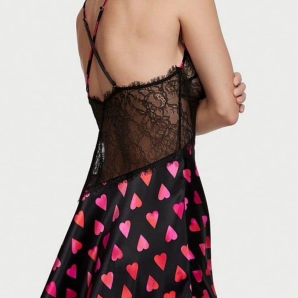 Victoria's Secret Red and Black Heart Chemise - Picture 3 of 8